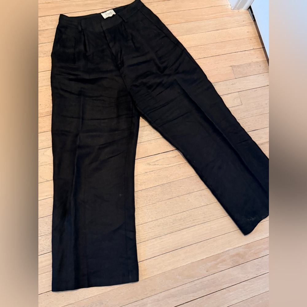 DISSH Flick Black 100% Linen Wide Leg Pants Size 6 US High Waist Minimalist Luxe